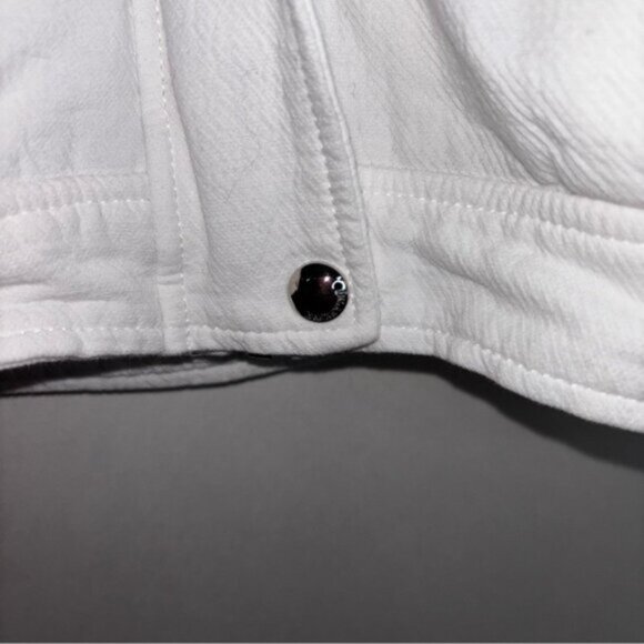 Blank NYC Women’s Medium White Cropped Jacket Full Zip Snaps Pockets Y2K Summer - Picture 10 of 16